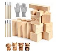 28Pcs Basswood Carving Blocks Set, 2 Sizes Square Blocks with Safety Gloves | Two Soft Blank Sizes Support Shaping Practice, Sanding, Painting and Home Art Projects for Beginners, Hobbyists and Gifts