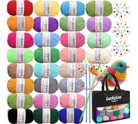 28PCS Crochet Yarn Double Knitting Wool, 700g Acrylic Yarn Crochet Yarn with Aluminum Crochet Hooks Stitch Markers for Crochet Kits for Beginners Adults Wool for Crochet Knitting and Crafts (Rainbow)