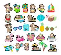 28PCS Cute Sloth Shoe Decoration Charms, Summer Beach Shoe Charms for Clog Sandals Wristband Bracelets, PVC CLOG Charms Accessories for Girls Boys Women, Party Favor Birthday Festival Gift