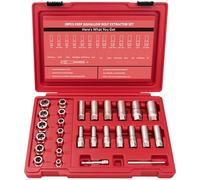 28Pcs Deep Bolt Extractor Set, with 3/8" Drive, Ez Out Broken Bolt Remover Kit, Spark Plug Extractor Socket Set, Easy Out Stripped Lug Nut Removal Tool for Removing Rounded, Rusted Bolts, Nuts (Red)
