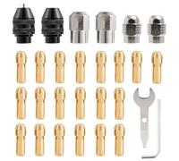 28Pcs Drill Chuck Collet Set, 1/32" to 1/8" Replacement 4486 Drill Keyless Bit Chuck Shank Rotary Tool Quick Change