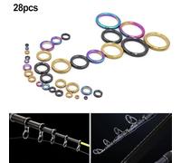 28pcs Fishing Rod Repair Kit Ceramic Guide Ring Replacement for Fishing Rods, Includes Various Sizes for Easy Replacement (gold)