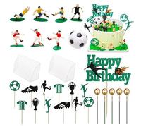 28pcs Football Cake Toppers for Men, Birthday Football Cake Decorations Soccer Birthday Cake Topper Sports Theme Cake Toppers Personalised Kids Cupcake Topper Cake Plugin Boys Party Supplies