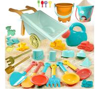 28PCS Kids Sandcastle Building Beach Toy Set Wheelbarrow Buckets Hinsinc Natural One Size