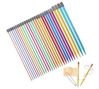 28Pcs Knitting Needles Set, 25cm/9.8inch Coloured Aluminium Short Knitting Needles Set, 2mm-10mm Lightweight Straight Metal Pins for Kids Beginners
