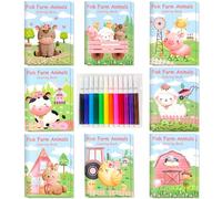 28PCS Mini Coloring Books Bulk Farm Barnyard Party Fillers with Pens Small Activity Books with Farm Animals Party Favors Birthday Supplies