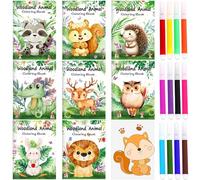 28PCS Mini Coloring Books Bulk Jungle Safari Animals Party Fillers with Pens Small Activity Books with Elephant Lion Zerb Giraffe Party Favors Birthday Supplies