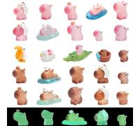 28Pcs Mini Resin Capybara, Mini Animals Figures, Luminous Tiny Resins Capybara, Miniature Animal Figures for Garden Aquarium Dollhouse Decor DIY Craft Gifts Cake Toppers