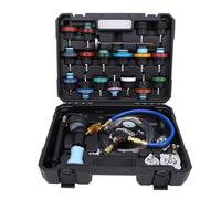 28PCS Radiator Coolant Pressure Tester Vacuum Refill Kit Universal Cooling System Leak Detector Quick Refill Tool for Most Vehicles Metal ABS Storage Box