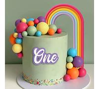 28PCS Rainbow Cake Toppers Colorful Balls Cake Decorations for Wedding Baby Shower Girls Boys Birthday Party Supplies (Colorful)