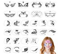 28PCS Reusable Face Paint Stencils Kit - Professional Body & Face Painting Templates, Plastic Facial Painting Stencils, Body Facial Painting Templates for Halloween, Parties, Kids & Adults
