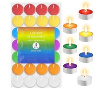 28Pcs TeaLight Candles Coloured Tea Lights, Clean-Burning Smokeless Multi Colour Candles Tea Light Great for Decor Wedding Birthday Rituals Ceremonies Festival Party Christmas Halloween