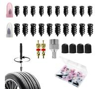 28pcs Tyre Repair Screw, Car Puncture Repair Kit with Screwdriver, Valve Tool, Cores & Caps, Emergency Quick Fix Car Accessories, Universal Tyre Repair Kit for Auto, Bicycle, Motorcycles, Truck