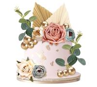 28Pcs Wedding Cake Topper,Rose Gold Cake Decorations DIY Cake Decorations Flowers for Wedding Bithday Valentine's Day Party