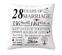 28th Anniversary Cushion Cover Gift for Him Her, 28 Years Anniversary Wedding Gifts Decorations for Couple Boyfriend Girlfriend Men Women Husband Wife, 28 Years of Marriage Pillow Case 45x45cm