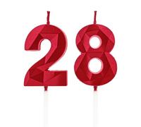 28th Birthday Candles, Red Number Candles Birthday Decoration, Happy Birthday Cake Toppers, for Birthday Parties Weddings Company Anniversaries (Red, 28)