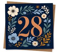 28th Birthday Card, 28th Birthday Card for Her - Elegant Floral Design with Large Number 28, Stylish Celebration for Daughter, Wife, Sister, Friend or Niece