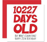 28th Birthday Card for Men Women Him Her - 10227 Days Old - Funny Adult Happy Birthday Card for Brother Sister Son Daughter Cousin, 145mm Humour Joke Greeting Cards