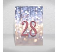 28th Birthday Card for Women with Inside Greeting ‘have a Great birthday!’ - Beautiful Soft Pastel Background with Striking Dusky Pink Age: Happy 28th Card with envelope (Size A5)