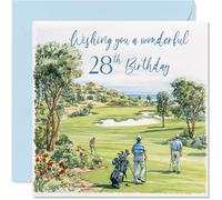 28th Birthday Cards for Men - Golf Celebration - Happy Birthday Card for 28 Year Old Man Son Cousin Uncle Husband, 145mm Bday Greeting Cards