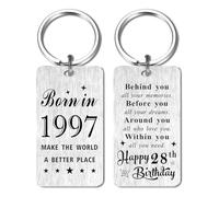 28th Birthday Gift for Women Men Him Her - 28 Year Yr Old Birthday Keyring for Male Female 1997 Birthday Presents