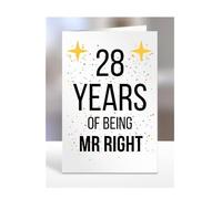 28th Wedding Anniversary Card, of being Mr Right, Gifts for Husband, Boyfriend, Fiance, Couple, Ideas, Men, Him, Male, Presents for Christmas, 28 years, A5-176b_28
