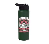 28th Wedding Anniversary Cruise Ship Married 28 Years Women Stainless Steel Insulated Water Bottle