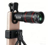 28x Mobile Phone Camera Lens for Smartphone, Concert Photography Phone Camera Assistant with E-Clip, Extendable Tripod, Lens Cap, Eyecup & Cat Eye Clip