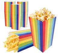 28x Popcorn Boxes, Popcorn Bags, Retro Popcorn Bucket, Colourful Striped
