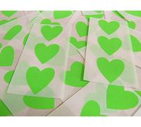 28x28mm Bright Fluorescent Lime Green Heart Shaped Labels, 60 Self-Adhesive Colour Code Stickers, Sticky Hearts for Craft and Decoration