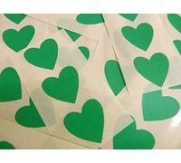 28x28mm Mid Green Heart Shaped Labels, 60 Self-Adhesive Colour Code Stickers, Sticky Hearts for Craft and Decoration