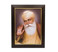 [28X36 CM] Guru Nanak Dev Ji Photo Frame First Sikh God Ten Guru Photo Wall Art Sikh Wall Hanging Photo With Frame In Portrait 1 Inches Thick Made of Wooden Frame.