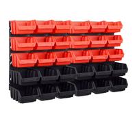 vidaXL 32 Piece Storage Bin Kit with Wall Panels Red and Black