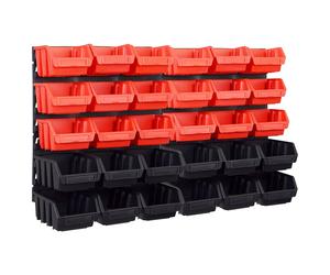 29/32/96 Piece Storage Bin Kit with Wall Panels Tool Red and Black/Blue vidaXL