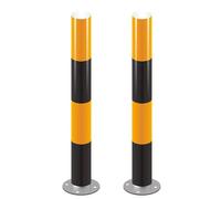 29.5"H Safety Bollard, Steel Traffic Delineator Post with Reflective Tape, Metal Driveway Barrier, Parking Lot Pole, for Construction and Traffic-Sensitive Areas(Yellow Black,2Pcs)
