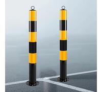 29.5" Heavy-Du Metal Safe Bollards - 2 Pack Driveway Securi Posts & Parking Bers for Enhanced Private Proper Protect & Vehicle Blockers with Hanging Rings