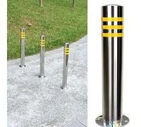 29.5" Reflective Stainless Steel Safety Cones & Parking Bollards - Traffic Control Posts for Driveway Protection & BER Delineation, Ideal for Parking Lots & Road Safety,8pc