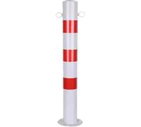 29.5" Steel Safety Bollard with Chain Hook,Reflective Nightly Parking Post,Street Traffic Control Road Bollard, Floor Mount, Parking Lot, Sidewalks, Community(Red White,1Pcs)