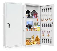 29.53" Tall White Wall Safes Between 16" Studs | 33% Larger Capacity & Lock | Lockable Hidden Safe Box with 2 Removable Shelf & Hooks for Keys Jewellery | Home In Wall Safe for Money Medicines Valuables