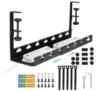29-55cm Retractable Steel Under Desk Cable Management Tray No Drill