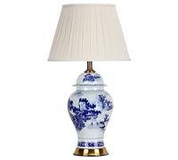 29.5In Orient Asia Ceramic/Table Lamp Blue and White Glazed Bedside Desk Nightstand Lamp Metal Base for Living Room Hallway Desk Lamps/2/40 * 75Cm