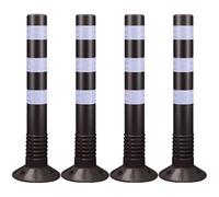 29.5in Safety Bollard in Plastic, Driveway Parking Barrier Poles with Reflective Band(Black,1Pcs)