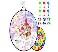 29"/66cm Double Sided Dartboard with Balls, Unicorn Design Includes 6 Balls and 6 Arrows. A Fun Party Game for Various Occasions