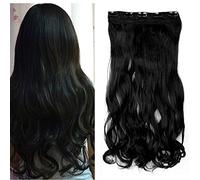 29"/73CM Dark Black Hair Extensions One Piece Clip In Curly 130g Hairpieces Wavy 5 Clips Synthetic For Women Beauty
