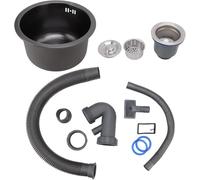 29.8x25.5x16.5cm / 11.73x10.04x6.50inch Mini Round Kitchen Sink Bar Stainless Steel Basin Single Bowl with Drain Accessories for Home