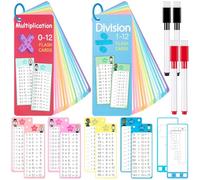 29 Cards, 1 x 1 Flashcards, Multiplication and Division, Disposable Table Cards with 4 Wipe-Clean Pens & Rings, Reusable Flash Cards for Calculation, Learning, Calculation Practice for Children for