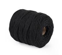 29 Colors 3mm Braided Macrame 100% Cotton Cord Crafting, Jewelry Making & Rustic Home Décor String Rope Craft Project DIY Supply Soft Nartural Knotting Boho Decor Knitting (Black, 100m)