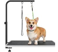 29" H Adjustable Height Dogs Grooming Arm with Clamp, Dog Grooming Table Arm with Loop Noose and No Sit Haunch Holder, Perfect Dog Restraint for Small & Medium Dogs，Arm for Grooming Tables