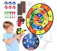 29 Inch Kids Dart Board Set Dart Board for Kids, Double Sided with 2 Toy Guns 2 In 1 Shooting & Throwing Game Set with Bracket, Indoor Outdoor Garden Games Toys Gift for 3+ Year Old Boys Girls Adult