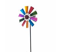 29-Inch Rainbow Wind Spinner Stake - Garden Decoration Metal Windmill for Courtyard and Outdoor - Rotating Flower Garden Ornament (#1)